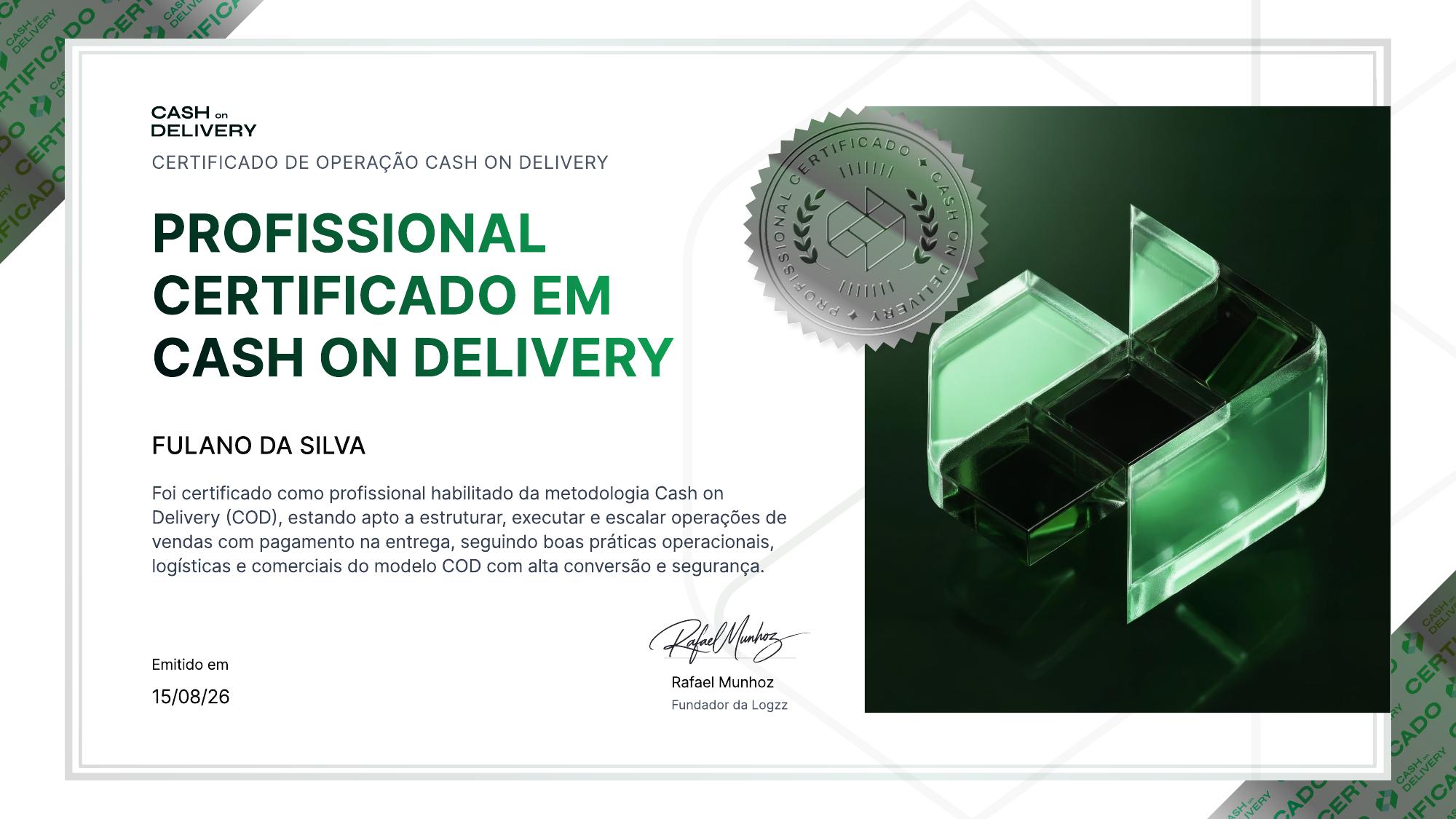 Certificado Profissional Certificado em Cash on Delivery
